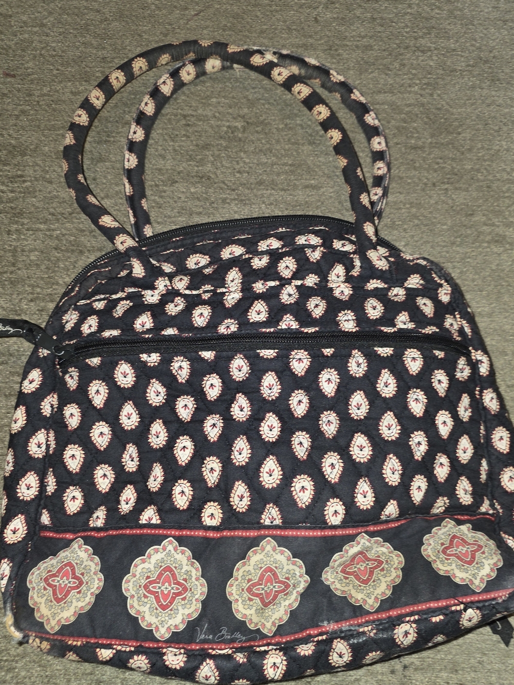 Vera Bradley Black and Pink Quilted Tote Bag